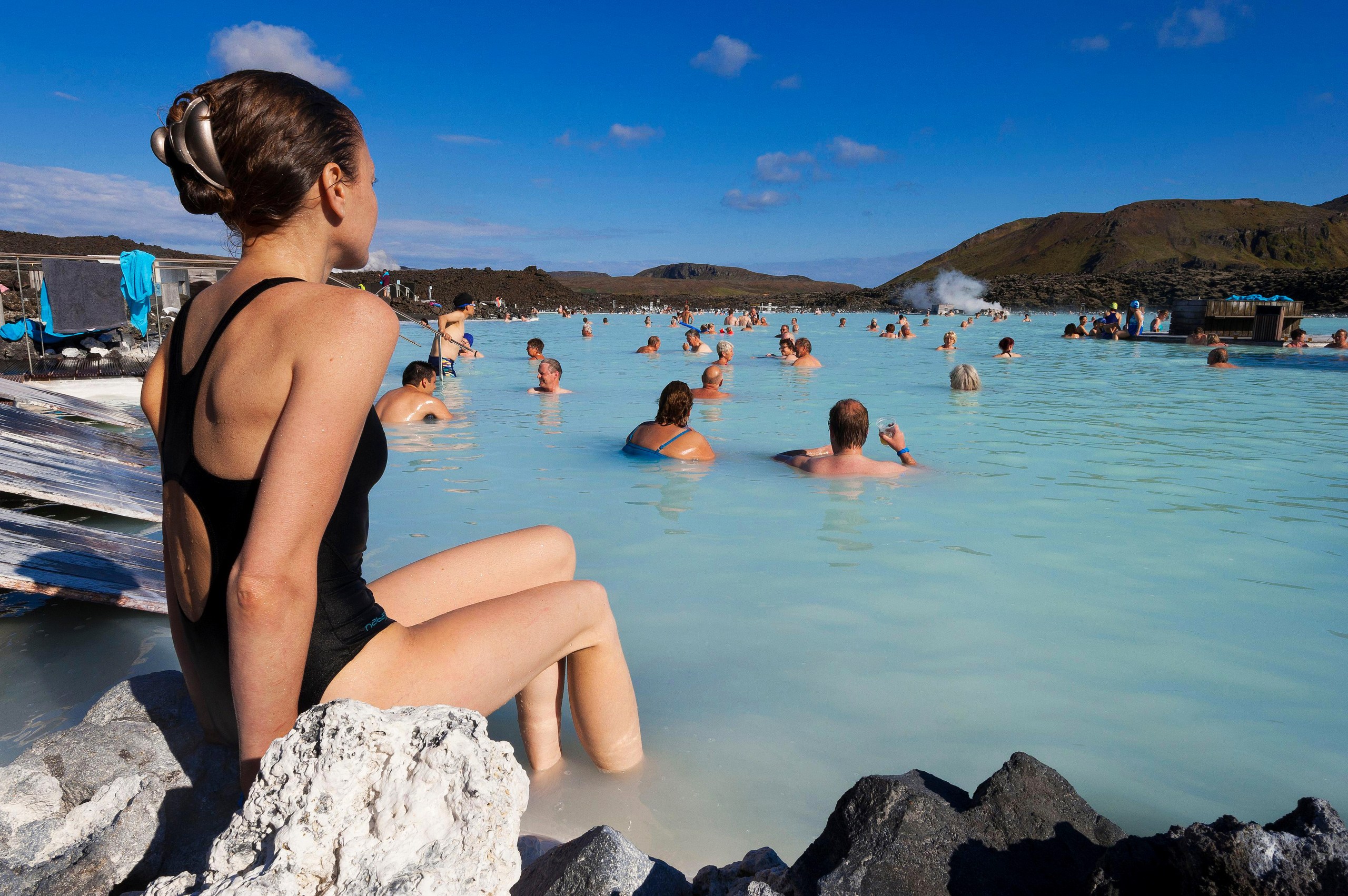 Bathers at the Blue Lagoon in Iceland