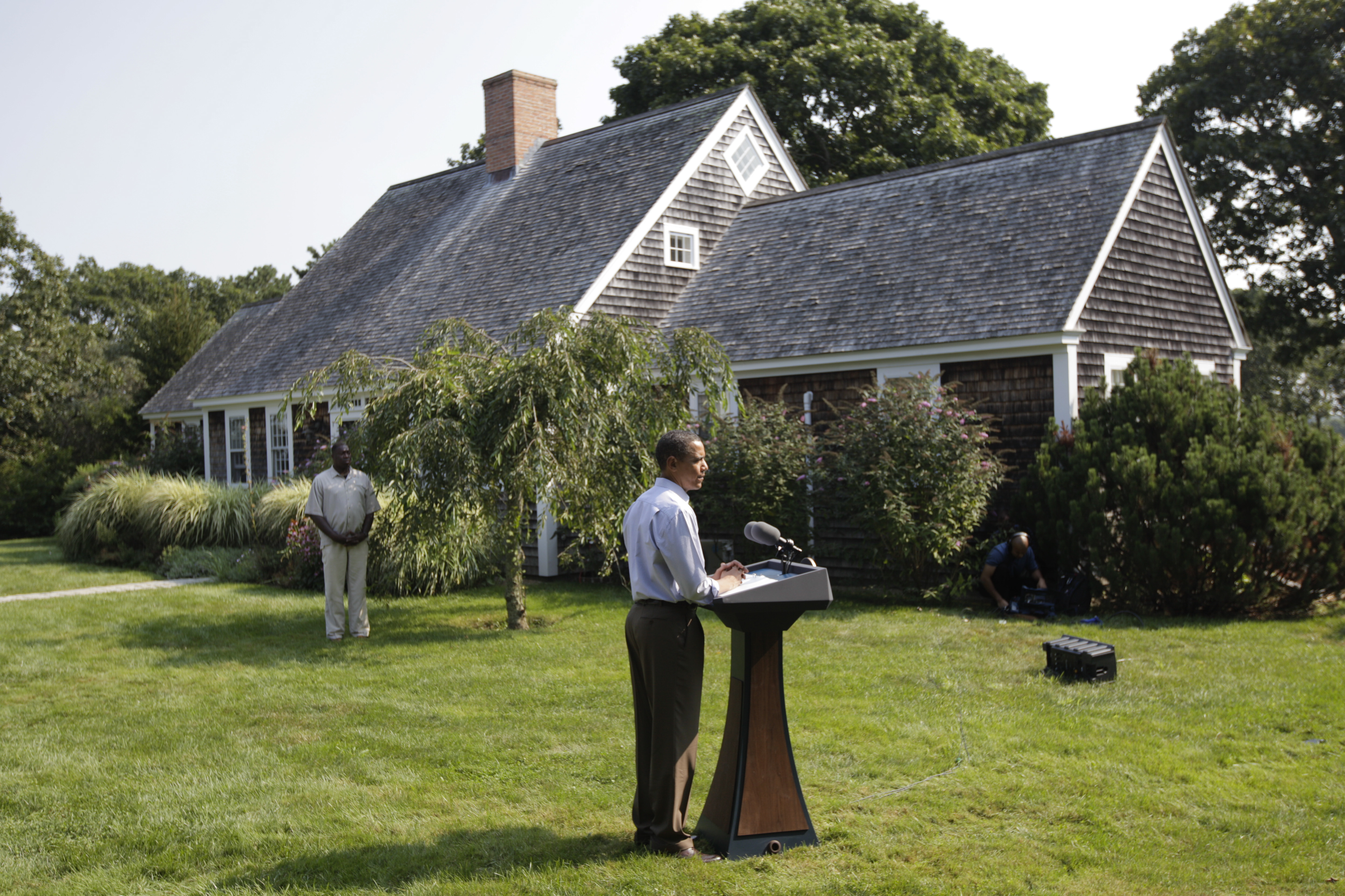 President Obama addressing the media during a press conference.